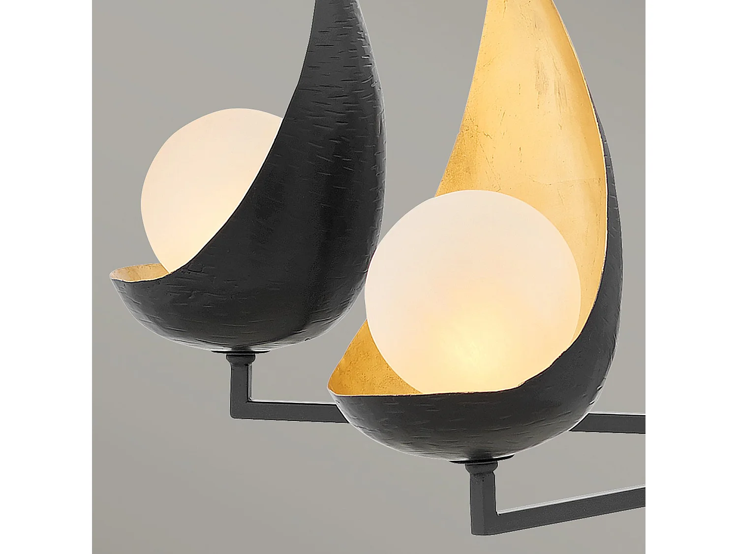 Lampadario Contemporaneo Ren Acciaio Nero Opaco Oro 5 Luci G9 3 Led