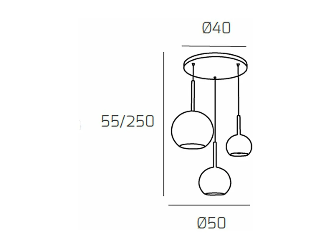 Sosp. Cromo Tonda 3 Luci Vetri 1 Grande Ambra+1 Medio Trasparente+1 Piccolo Ambra
