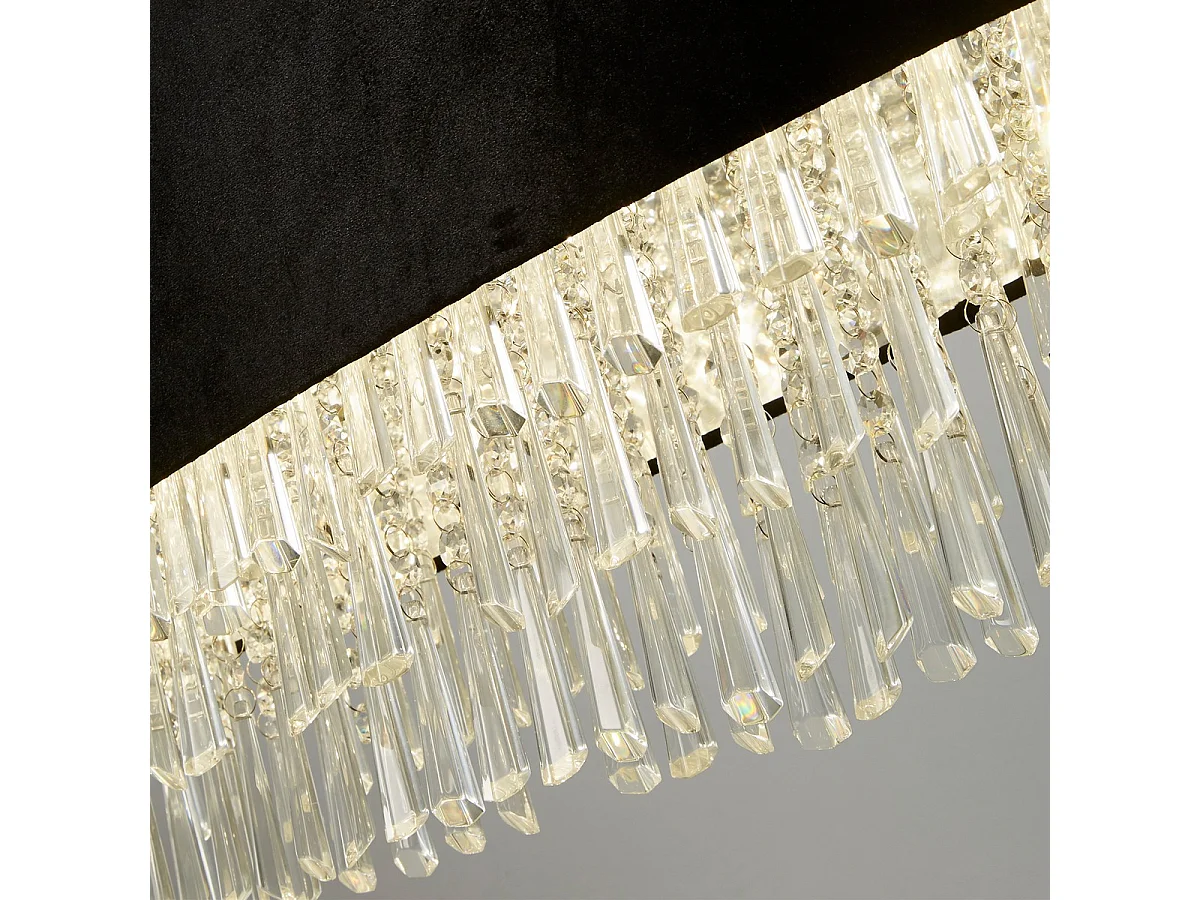 Searchlight Glamour Lámpara colgante ovalada de 8 luces Terciopelo negro, cristal transparente