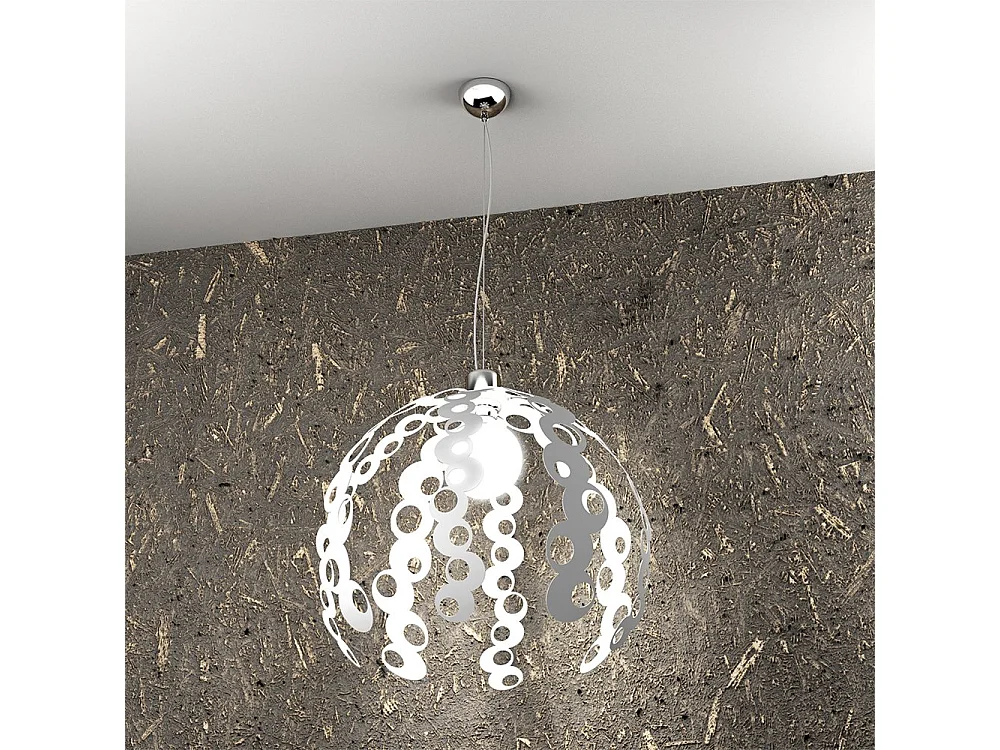 Sospensione Contemporanea Chain Metallo Bianco E Cromo 1 Luce E27