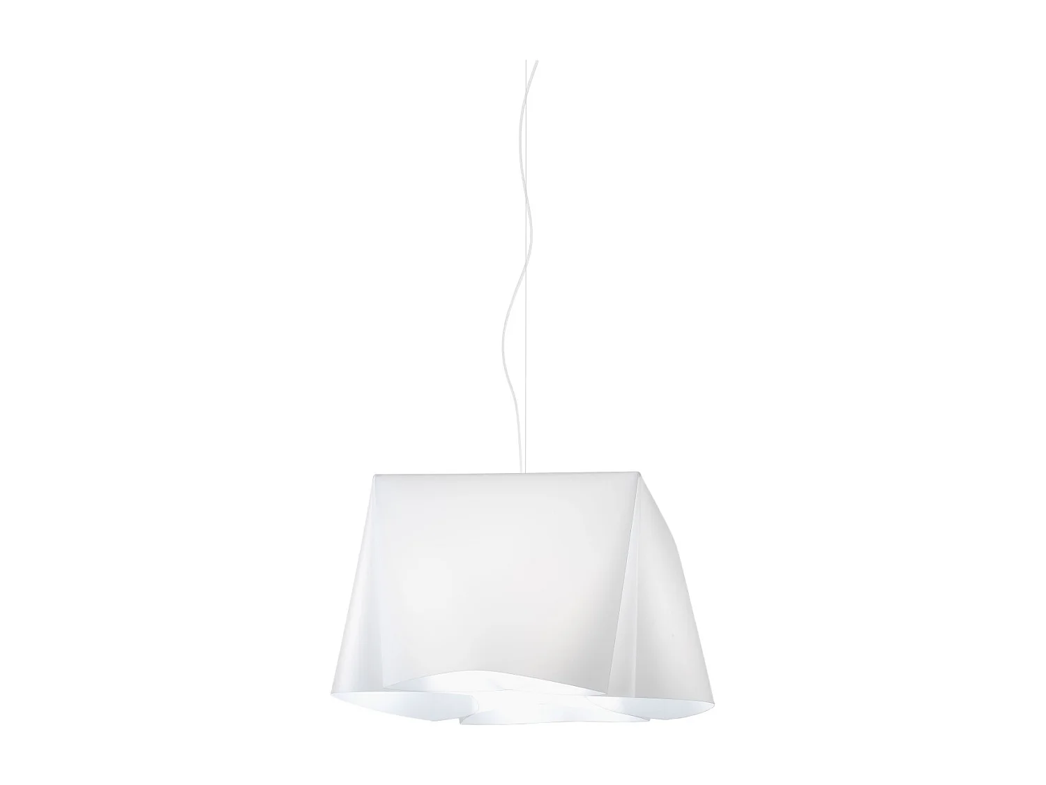 Sospensione Moderna Wanda Polilux ® Bianco E Metallo Cromo 1 Luce E27 D45Cm