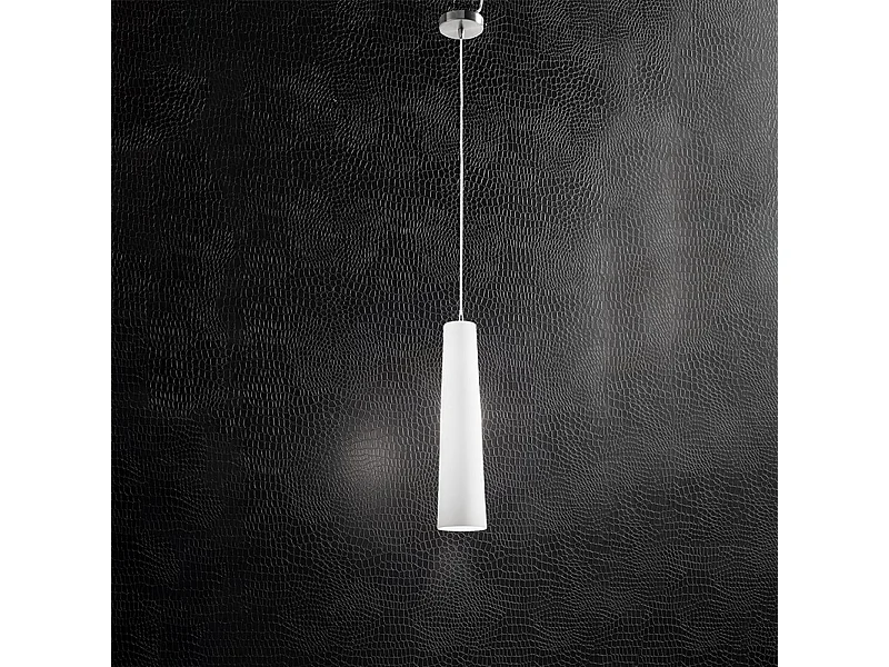 Sospensione Contemporanea Canna Vetro Bianco 1 Luce E27 60W