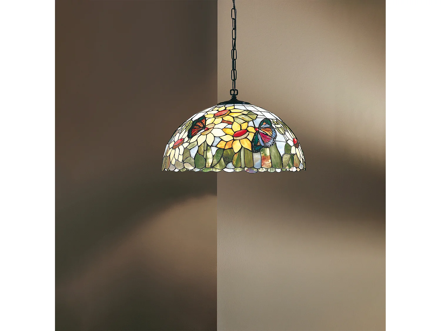 Lampadario Tiffany Vetro Multicolor Chiaro 3 Luci E27