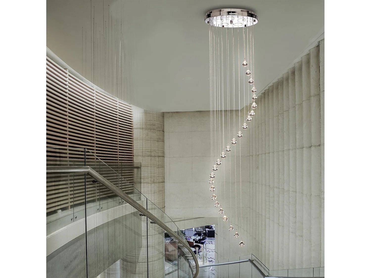 Searchlight Hallway Suspension à 5 ampoules en spirale, chrome avec cristaux, GU10