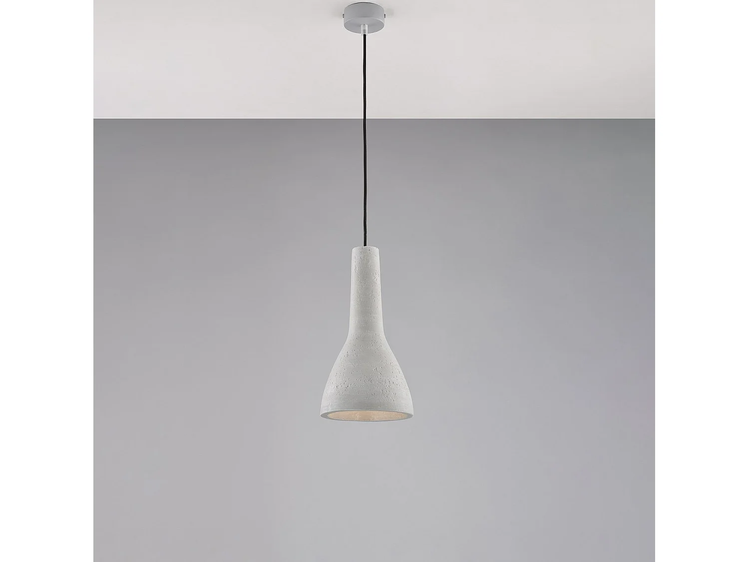 Portland - Grau lackierte Eisenpendelleuchte mit Betondiffusor mit 17 Durchmesser und verstellbarem Elektrokabel 1 Licht 100 - Ø17 - BL305-S1-PC