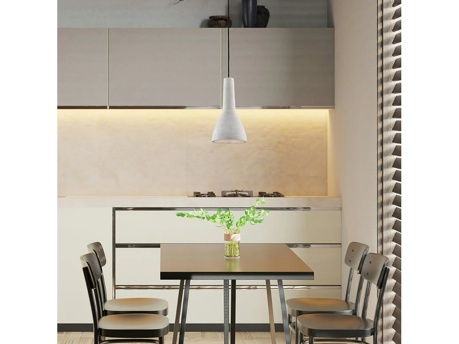 Candeeiro suspensão Portland em ferro cinzento com difusor em betão d. 17 e cabo elétrico ajustável 1 luz 100 Ø17 BL305-S1-PC