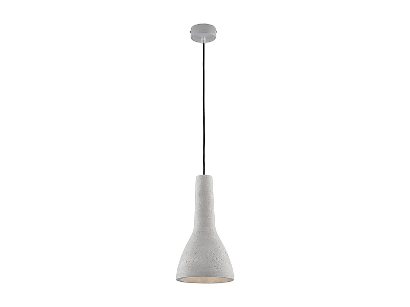 Suspension Portland fer gris, diffuseur béton d.17 cm, câble réglable, 1 lumière, design industriel compact