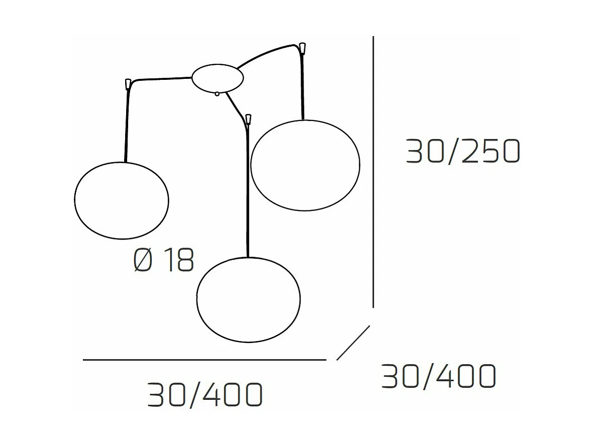 Soft Sospensione D.18 Cm. 3 Luci