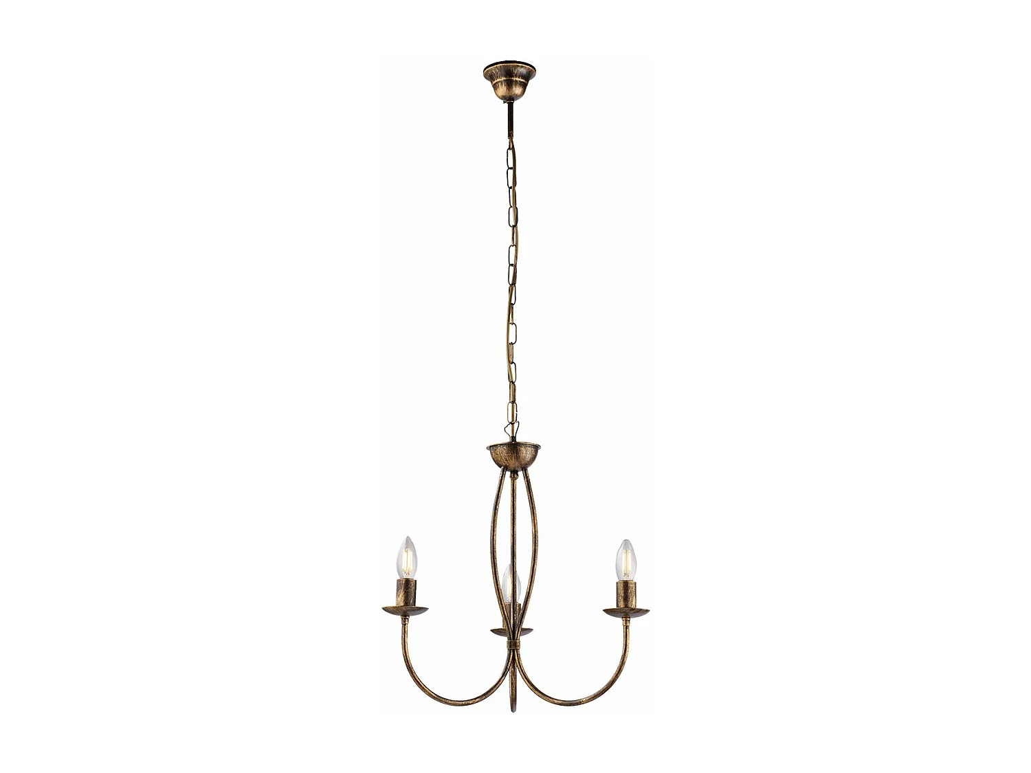 Botte - Lustre em ferro lacado castanho com decoração. ouro antigo 3 luzes 110 - Ø45 - BL147-3-BR