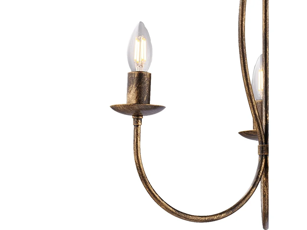 Botte - Lustre em ferro lacado castanho com decoração. ouro antigo 3 luzes 110 - Ø45 - BL147-3-BR