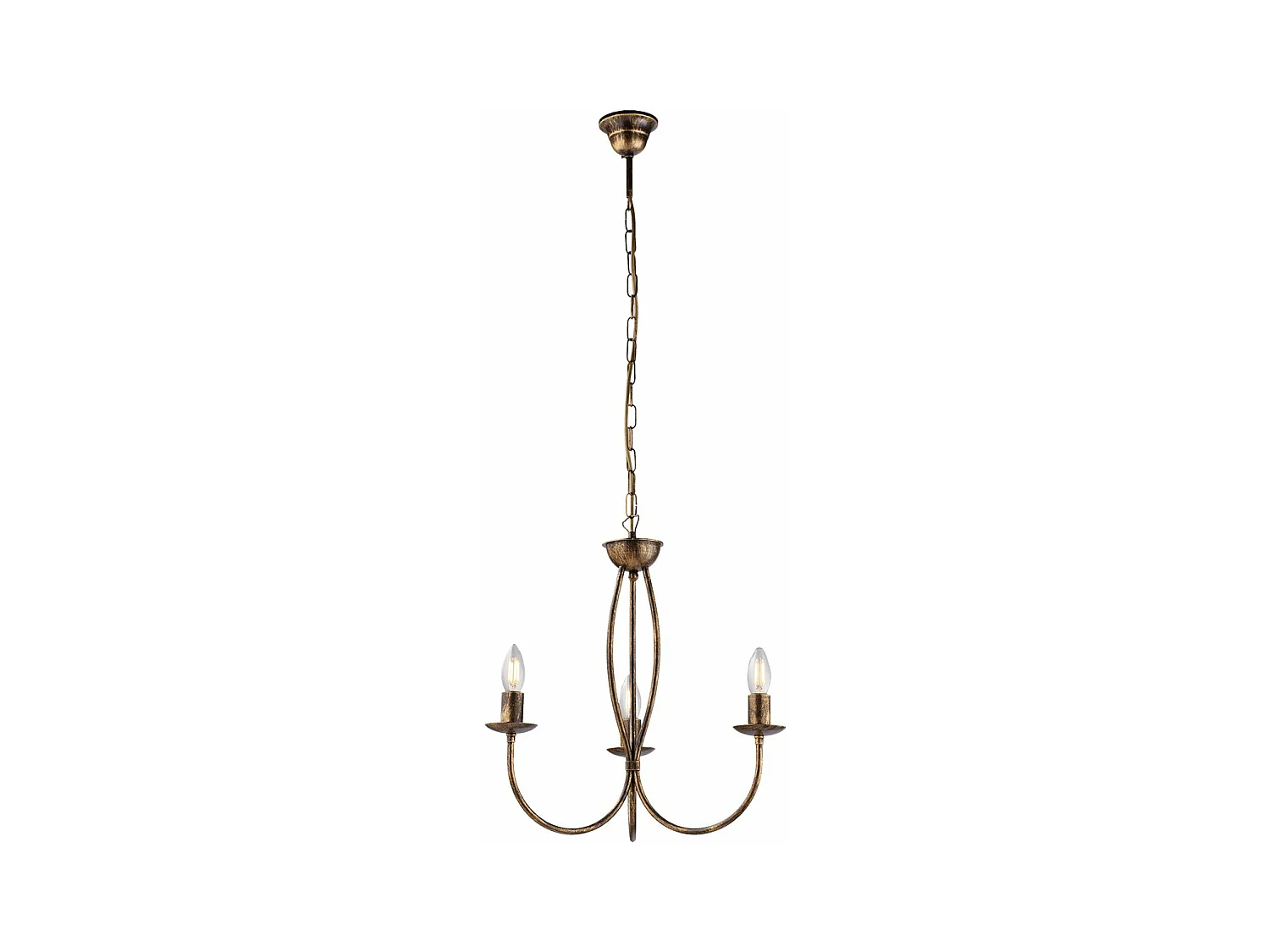 Lampadario Rustico Botte 3 Luci In Ferro Battuto Marrone E Oro