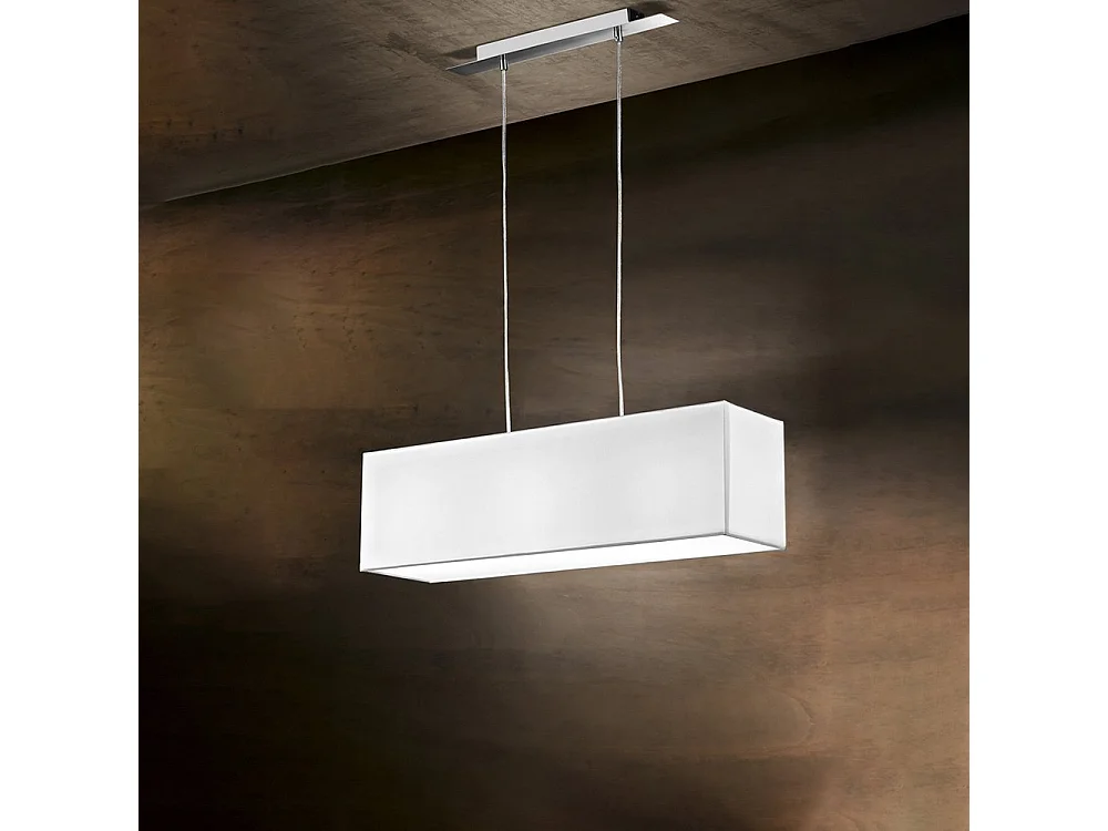 Suspension En Métal Chrome Brossé Avec Abat-Jour En Tissu Blanc, 3 Lumières E27, Design Moderne Et Élégant Pour Votre Intérieur Par Perenz.