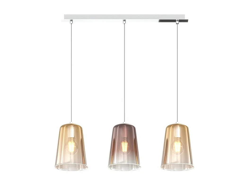 Sospensione Cromo Rettangolare 3 Luci (2 Am + 1 Ra)