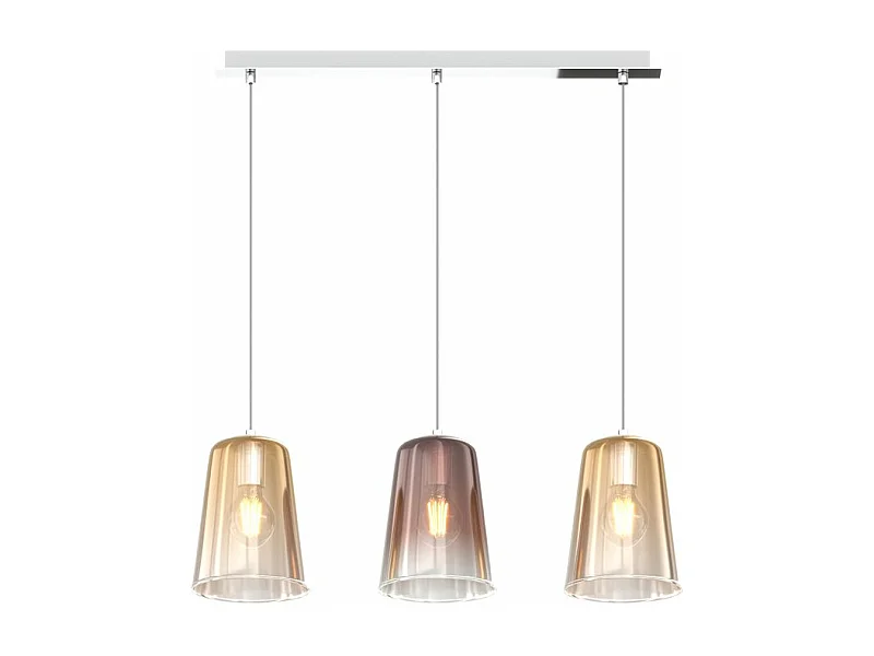 Sospensione Cromo Rettangolare 3 Luci (2 Am + 1 Ra)