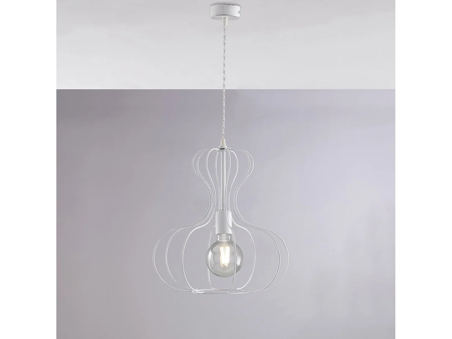 Sospensione Industrial Titty 1 Luce Ferro Laccato Bianco E Argento