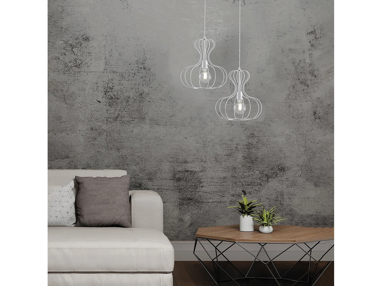 Sospensione Industrial Titty 1 Luce Ferro Laccato Bianco E Argento