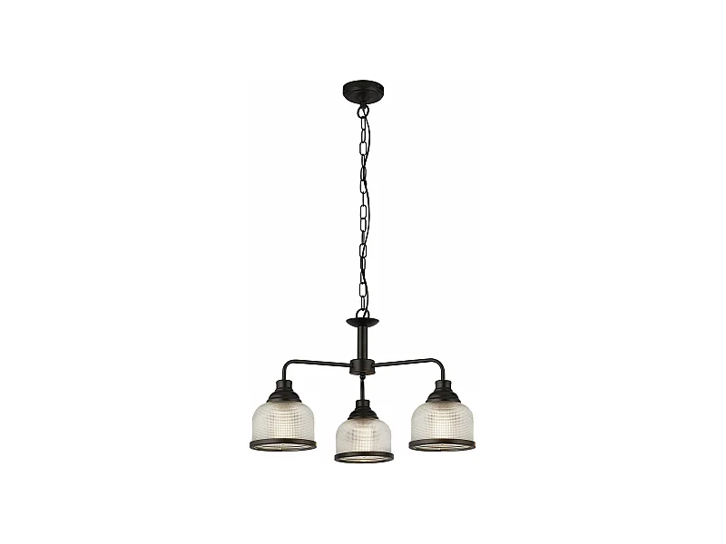 Lampadario Contemporaneo Highworth Acciaio Nero Vetro Trasparente 3 Luci E27