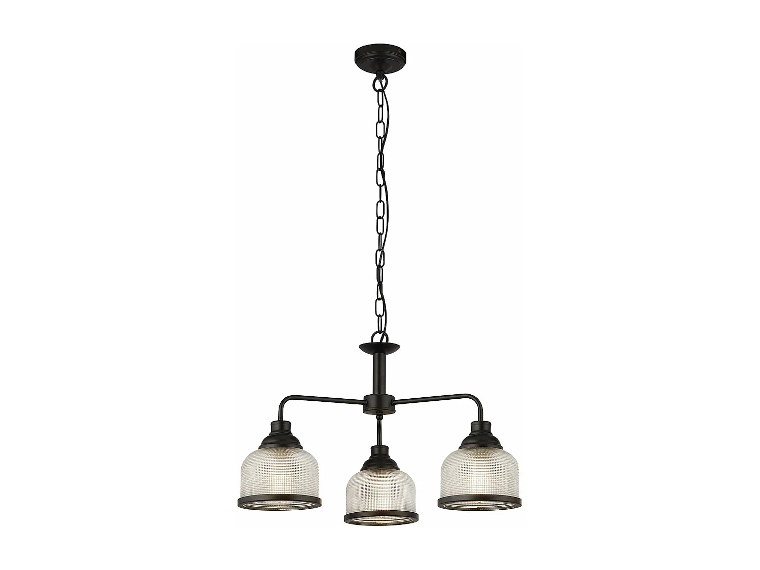 Lampadario Contemporaneo Highworth Acciaio Nero Vetro Trasparente 3 Luci E27