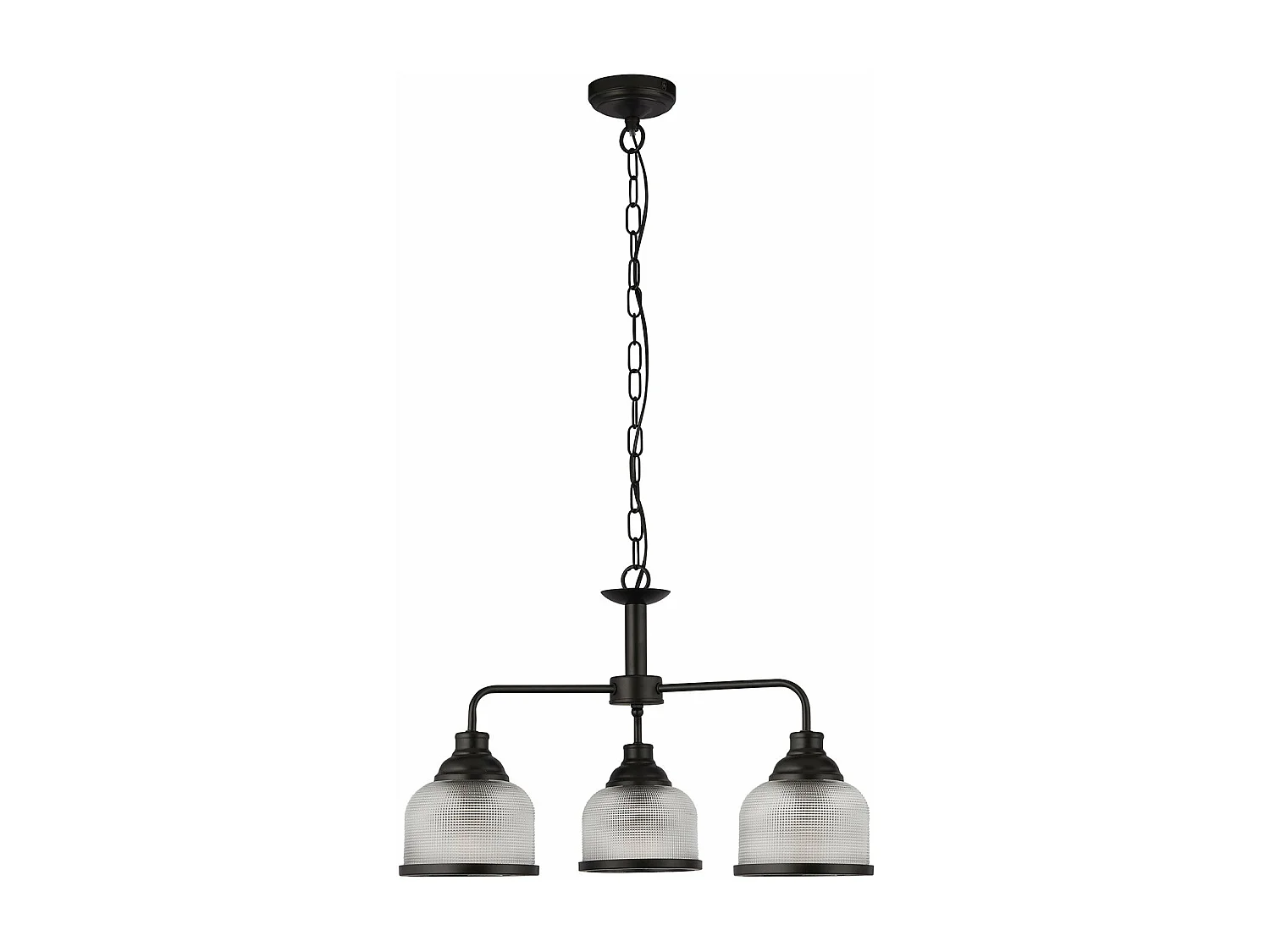 Lampadario Contemporaneo Highworth Acciaio Nero Vetro Trasparente 3 Luci E27