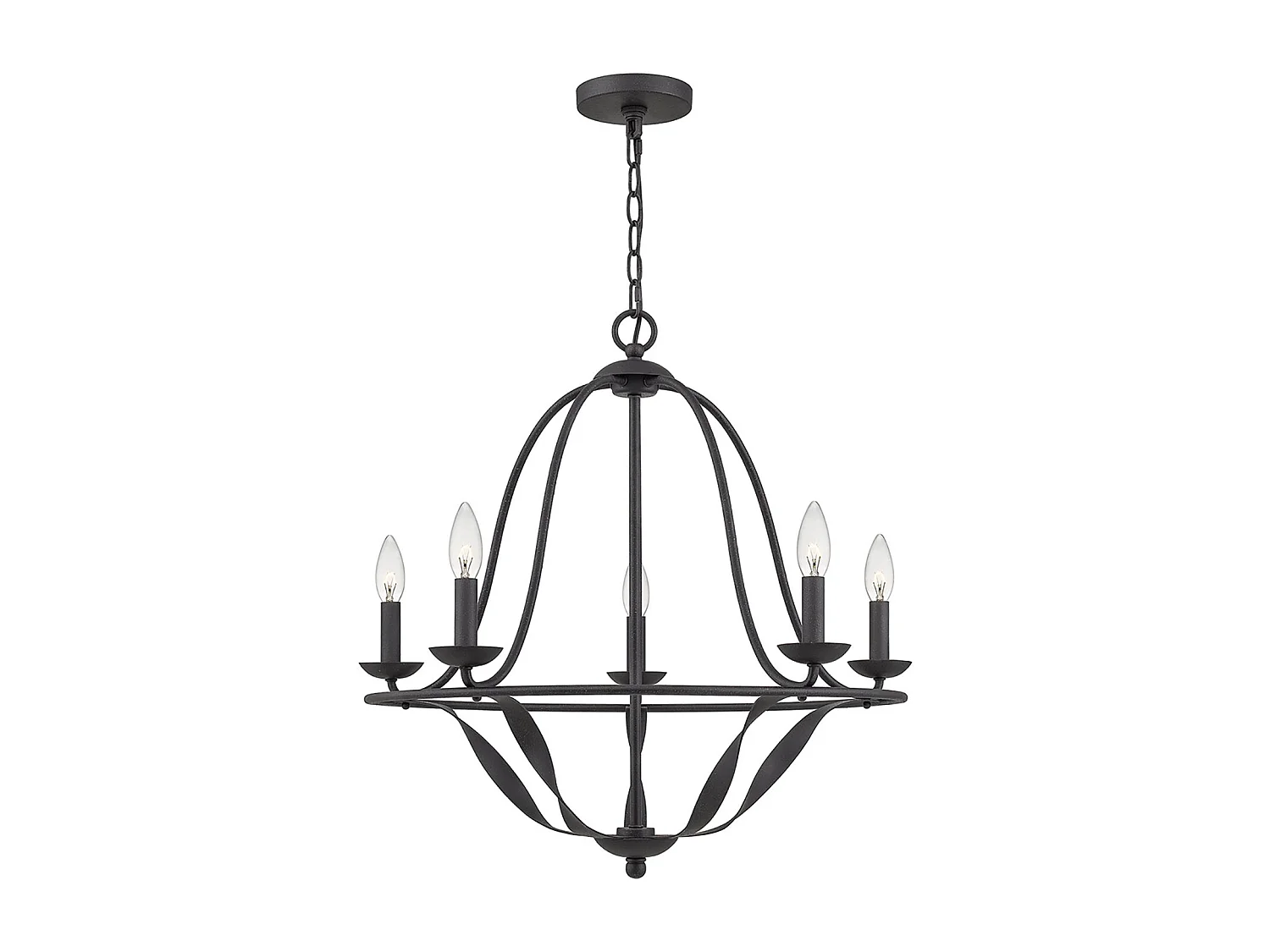 Lampadario Industrial Nordico Bradbury Acciaio Grigio Cenere 5 Luci E14