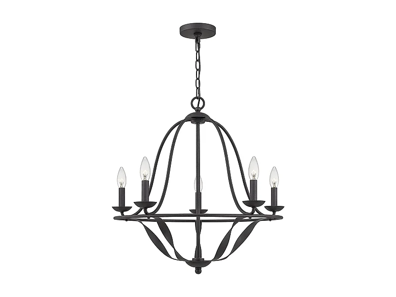 Lampadario Industrial Nordico Bradbury Acciaio Grigio Cenere 5 Luci E14
