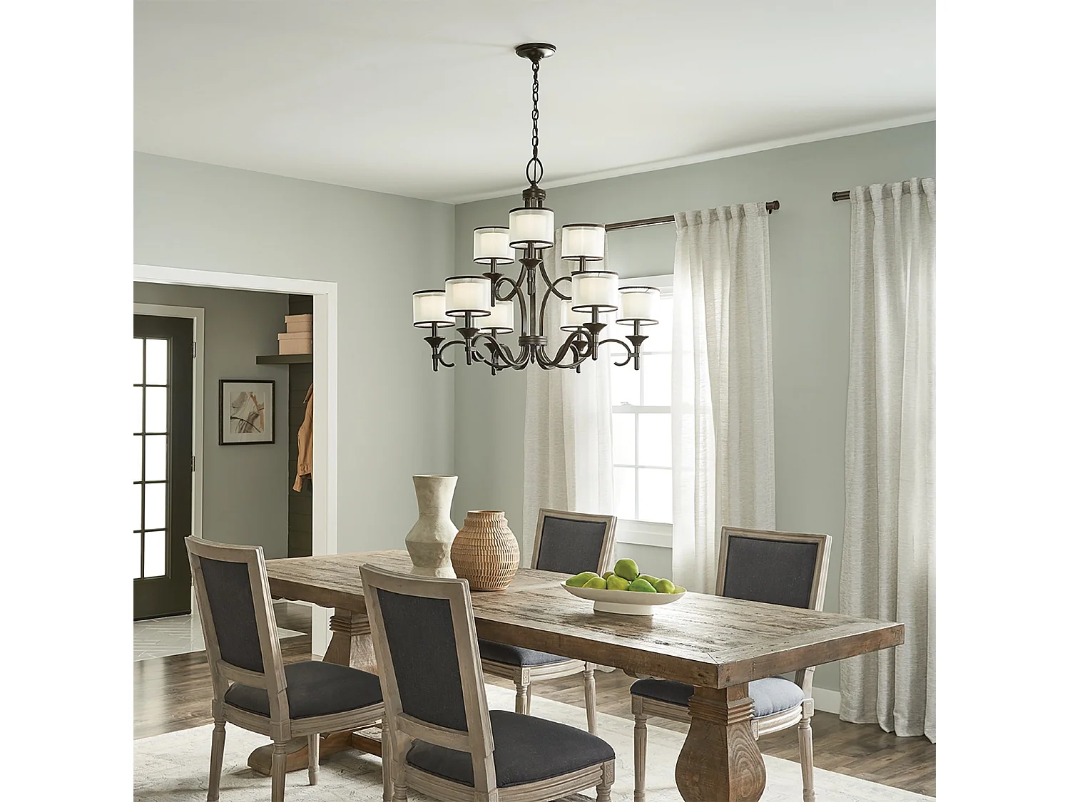 Elstead Lacey - 9 Leichter mehrarmiger Kronleuchter in Bronze, E14