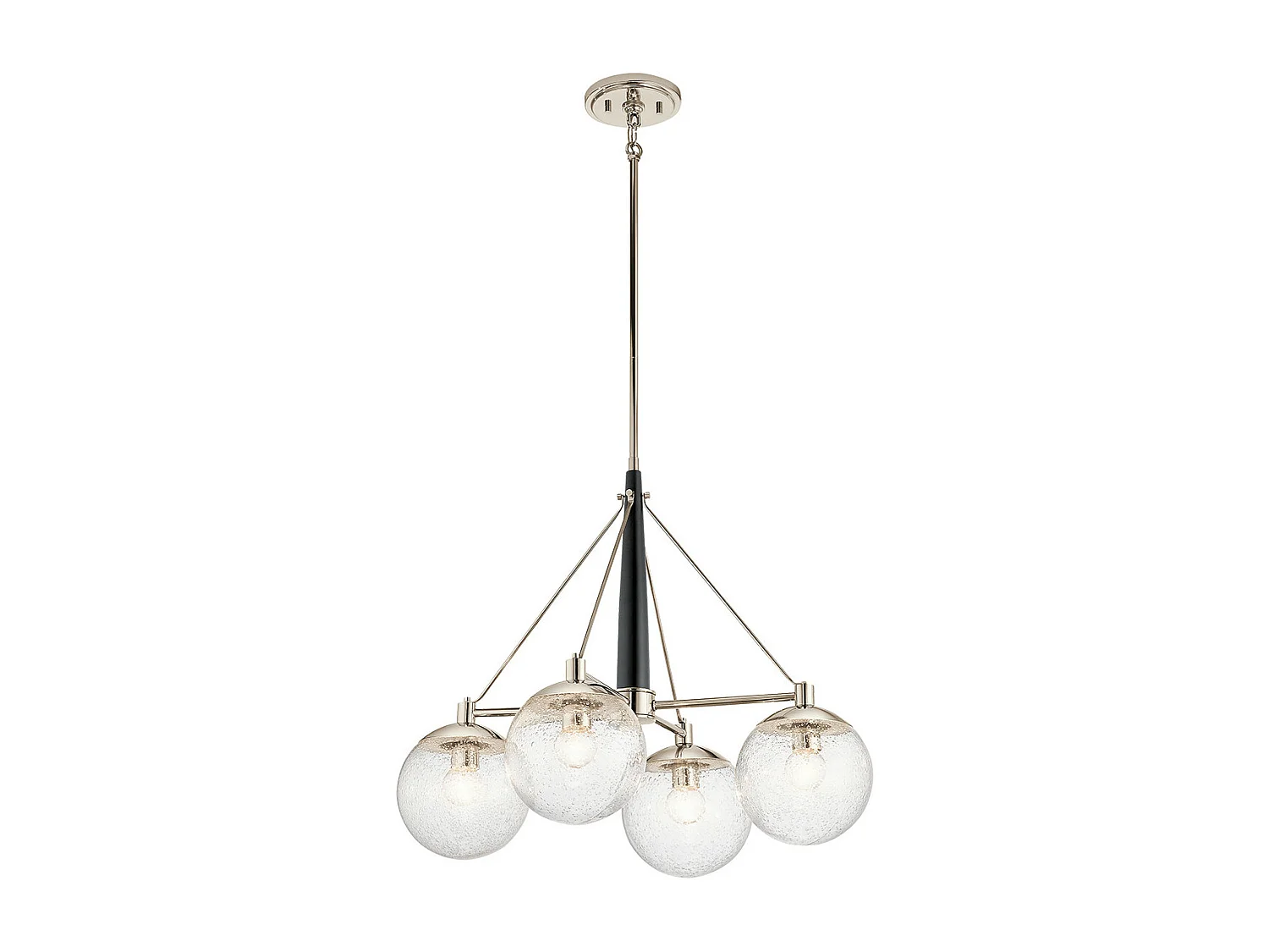 Lampadario Contemporaneo Marilyn Acciaio Nichel Lucido Vetro 4 Luci E27