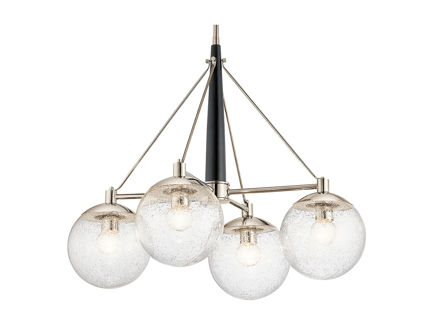 Lampadario Contemporaneo Marilyn Acciaio Nichel Lucido Vetro 4 Luci E27