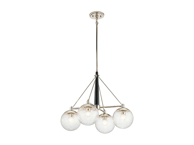 Lampadario Contemporaneo Marilyn Acciaio Nichel Lucido Vetro 4 Luci E27