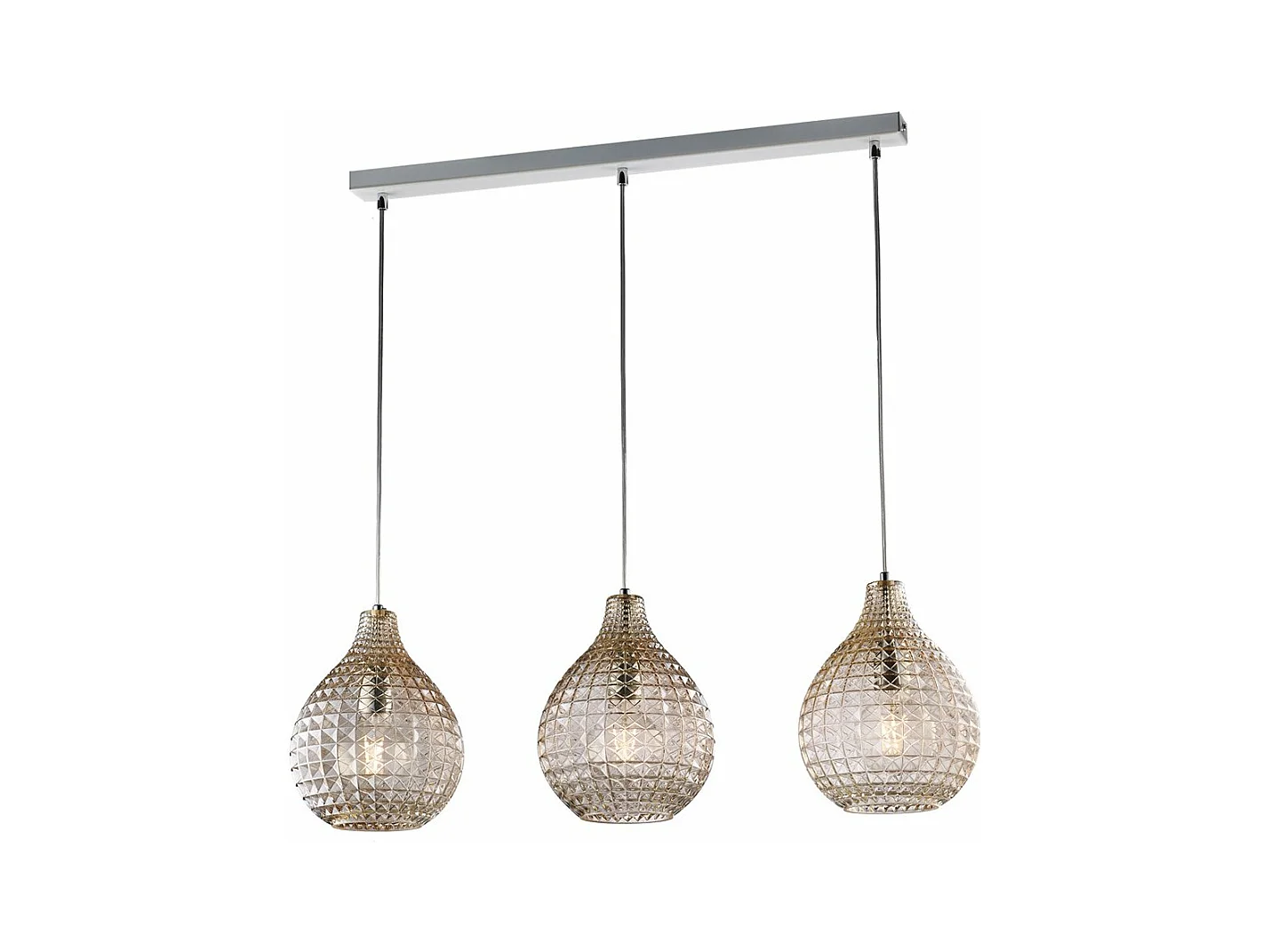 Diamante Schiene Weiß/Chrom, 3x G9, Glas amber Kristalleffekt, L88x21 cm – BL300-BIN3-AM
