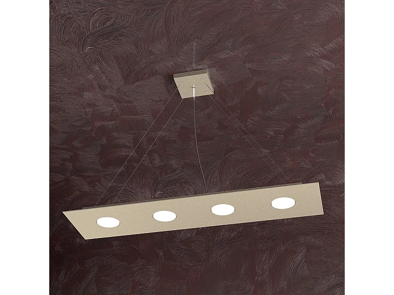 Lampadario Moderno Rettangolare Area Metallo Sabbia 4 Luci Gx53