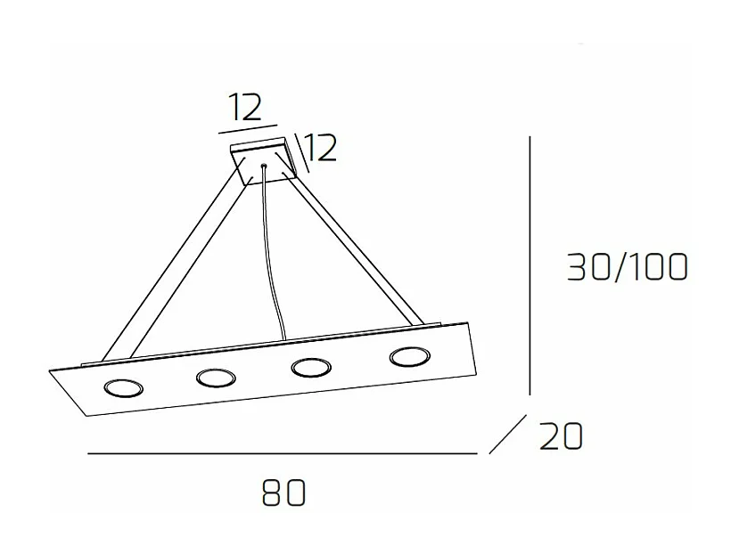 Area Sospensione 4 Luci Rettangolare Sabbia