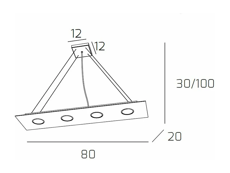 Area Sospensione 4 Luci Rettangolare Sabbia