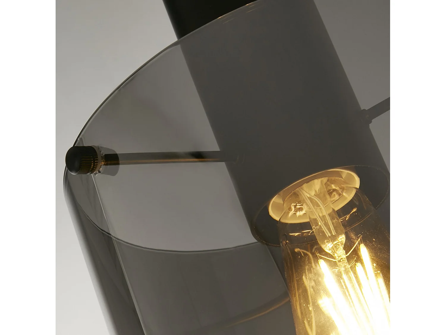 Sospensione Contemporanea Svezia Acciaio Nero Vetro 1 Luce E27