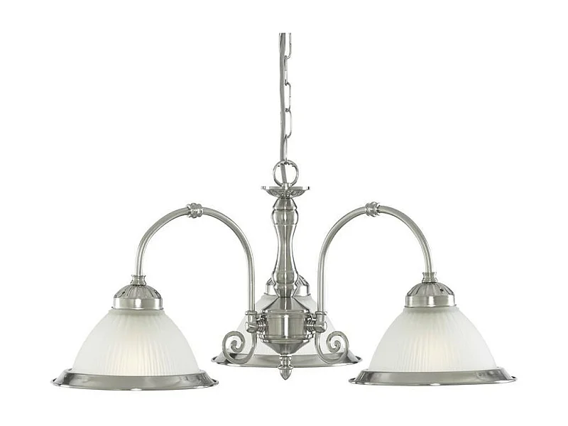 Searchlicht American Diner - 3 licht Multi Arm Multi Arm Deckenanhänger Satin Silber, Acid Ribbed Glass, E27