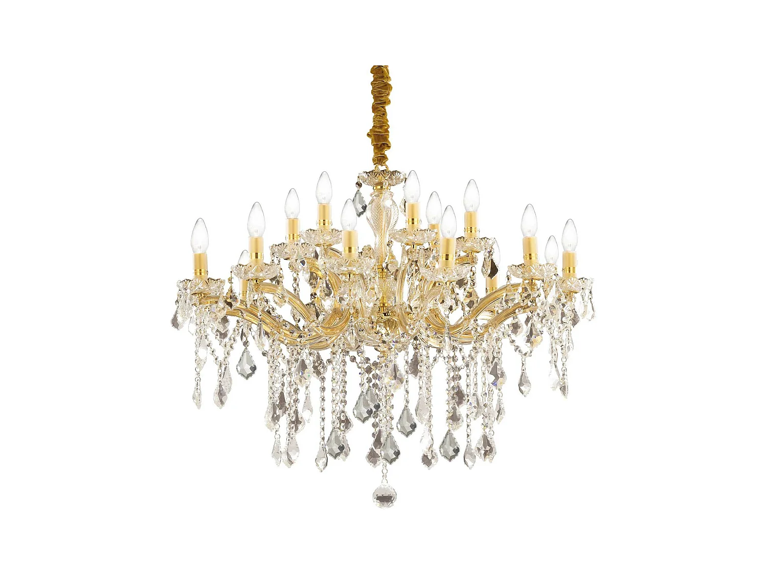 Ideal Lux Florian Lustre en cristal à 18 ampoules au fini doré, E14