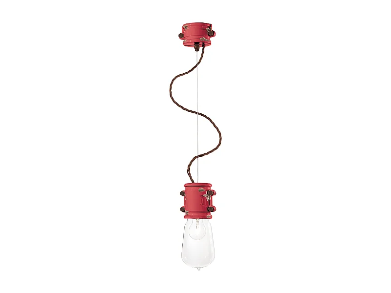 Lampadario Vintage Urban Ferro E Ceramica Rosso 1 Luce E27 12Cm