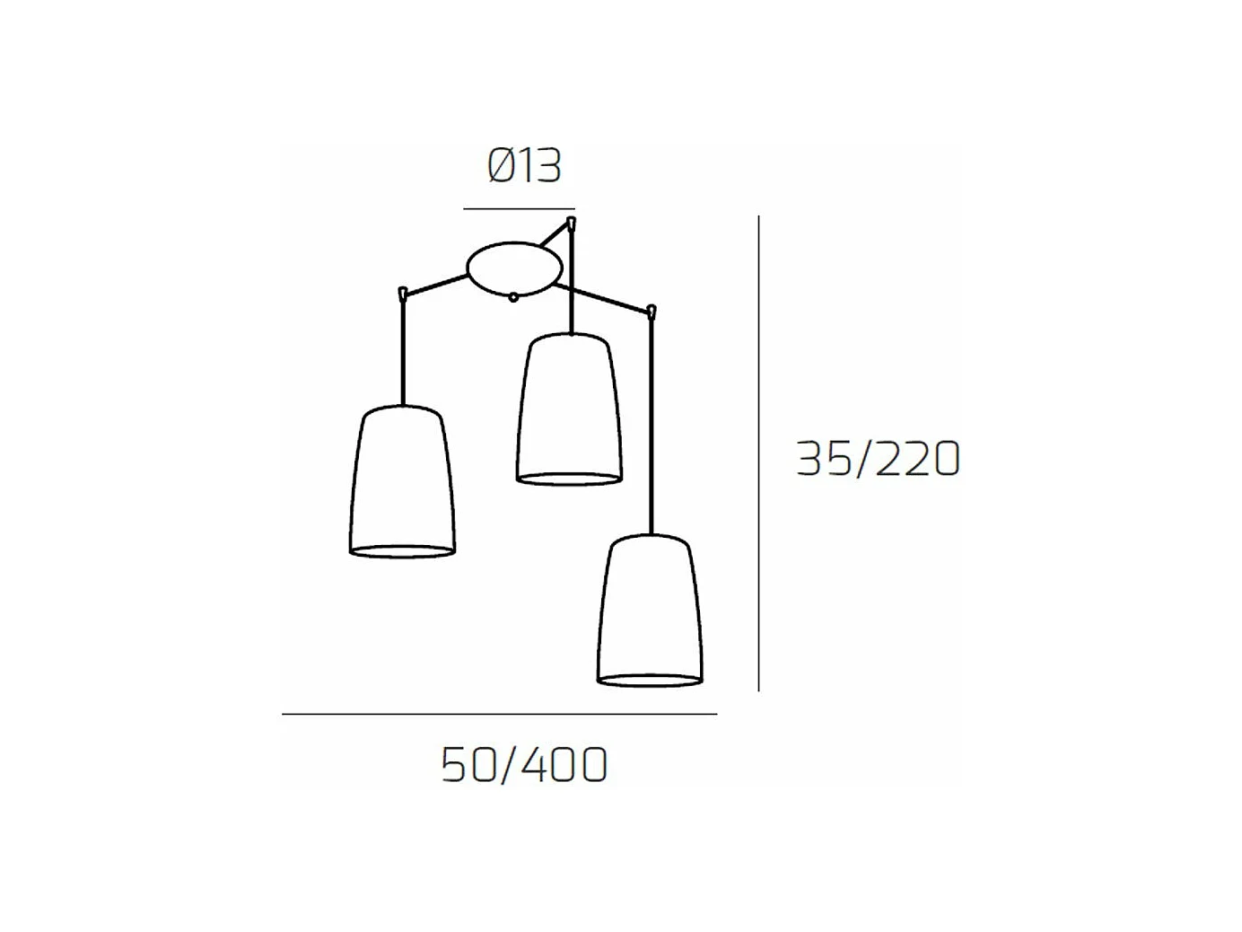 Sospensione Contemporanea Shaded Metallo Cromo Vetro Rame 3 Luci E27