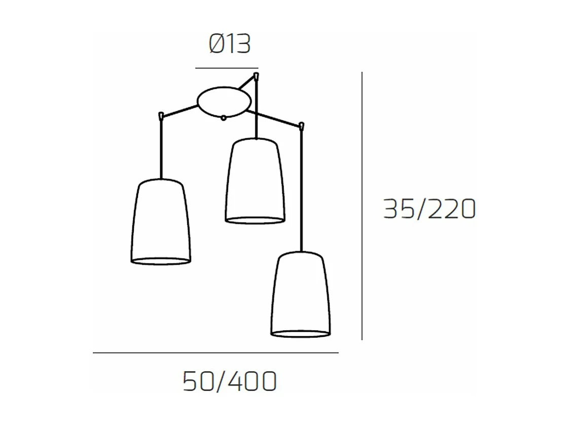 Sospensione Contemporanea Shaded Metallo Cromo Vetro Rame 3 Luci E27