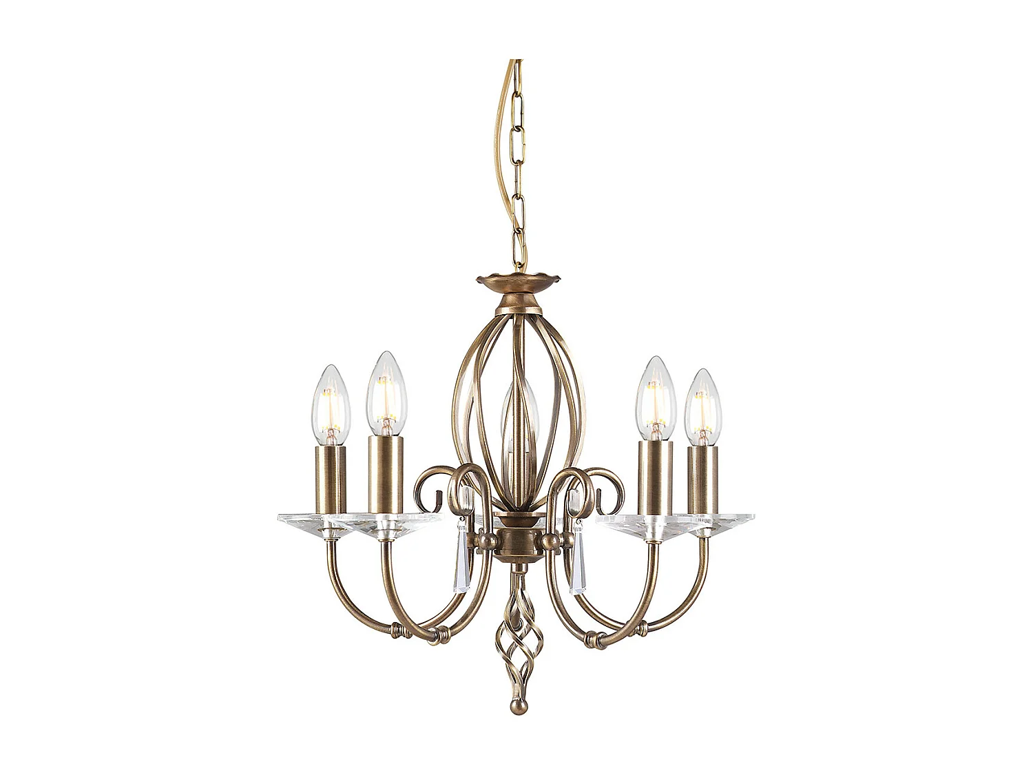 Elstead Aegean 5 ljus ljuskrona åldrad mässingsfinish, E14