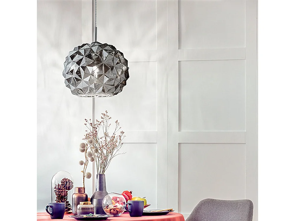 Lampadario Alluminio Contemporaneo Meteora Fumè 1 Luce E27