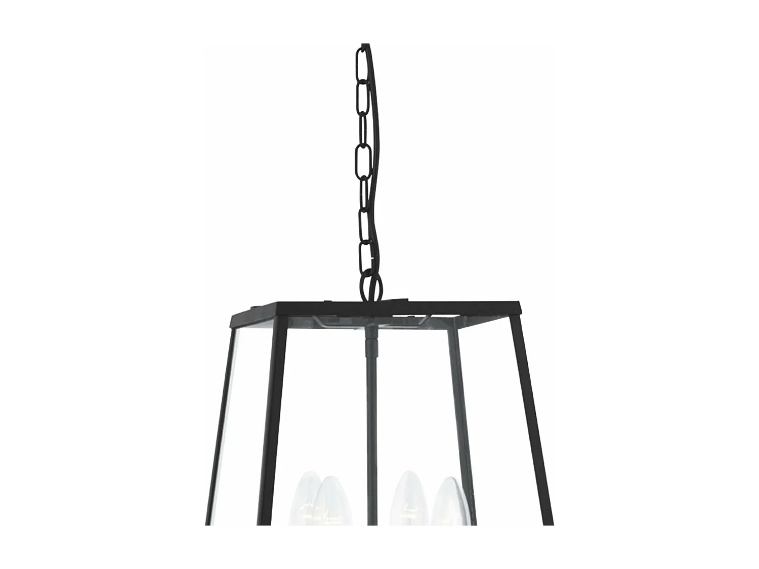 Searchlight Lanterns - Lanterna a Soffitto a 4 Luci Pendente Nero Opaco, Pannelli in Vetro, E14