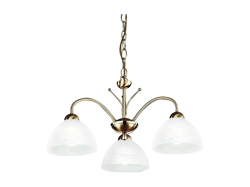 Searchlicht Milanese - 3 licht Multi Arm Deckenanhänger Antik Messing, Glas, E14