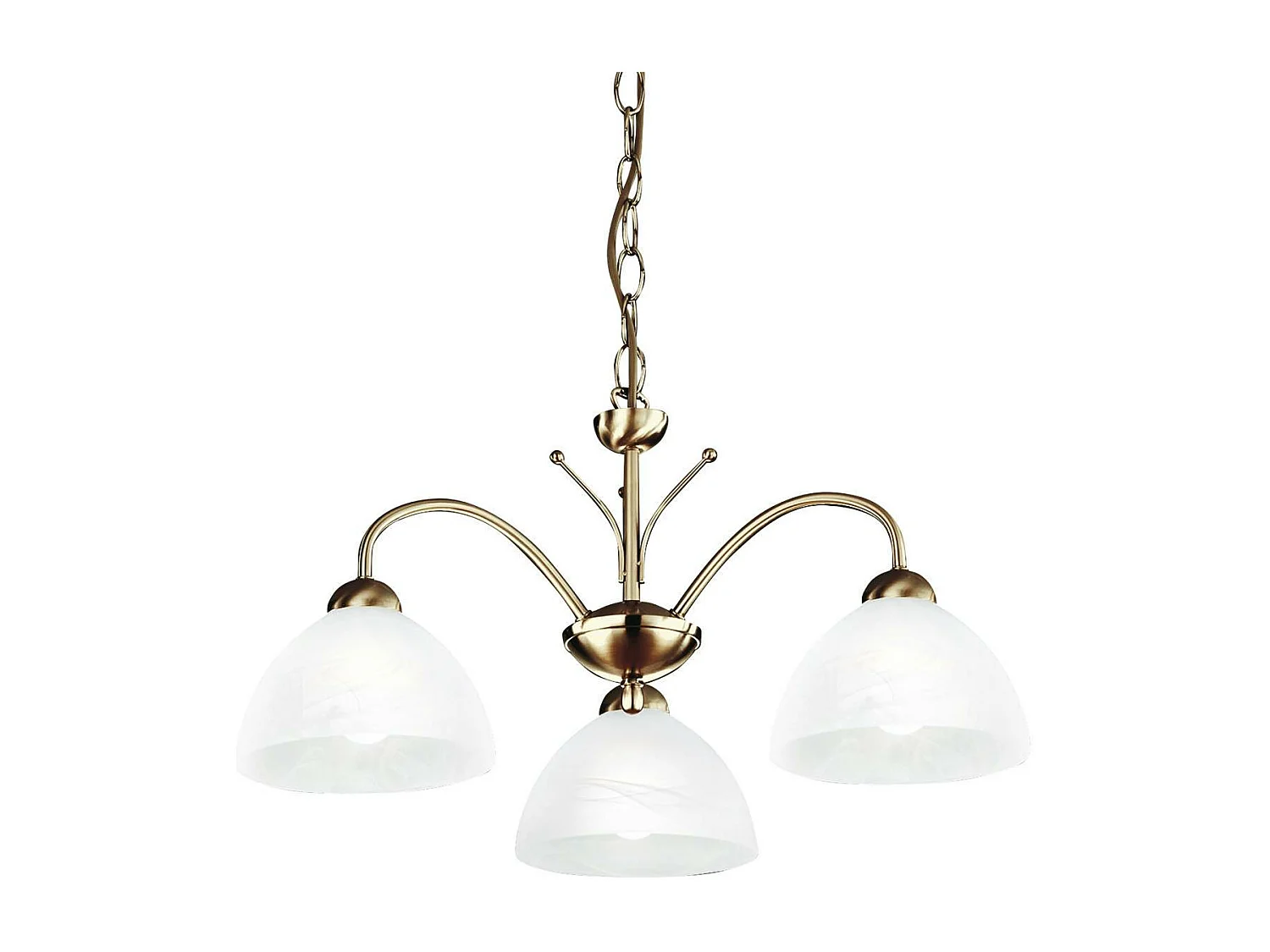 Searchlicht Milanese - 3 licht Multi Arm Deckenanhänger Antik Messing, Glas, E14