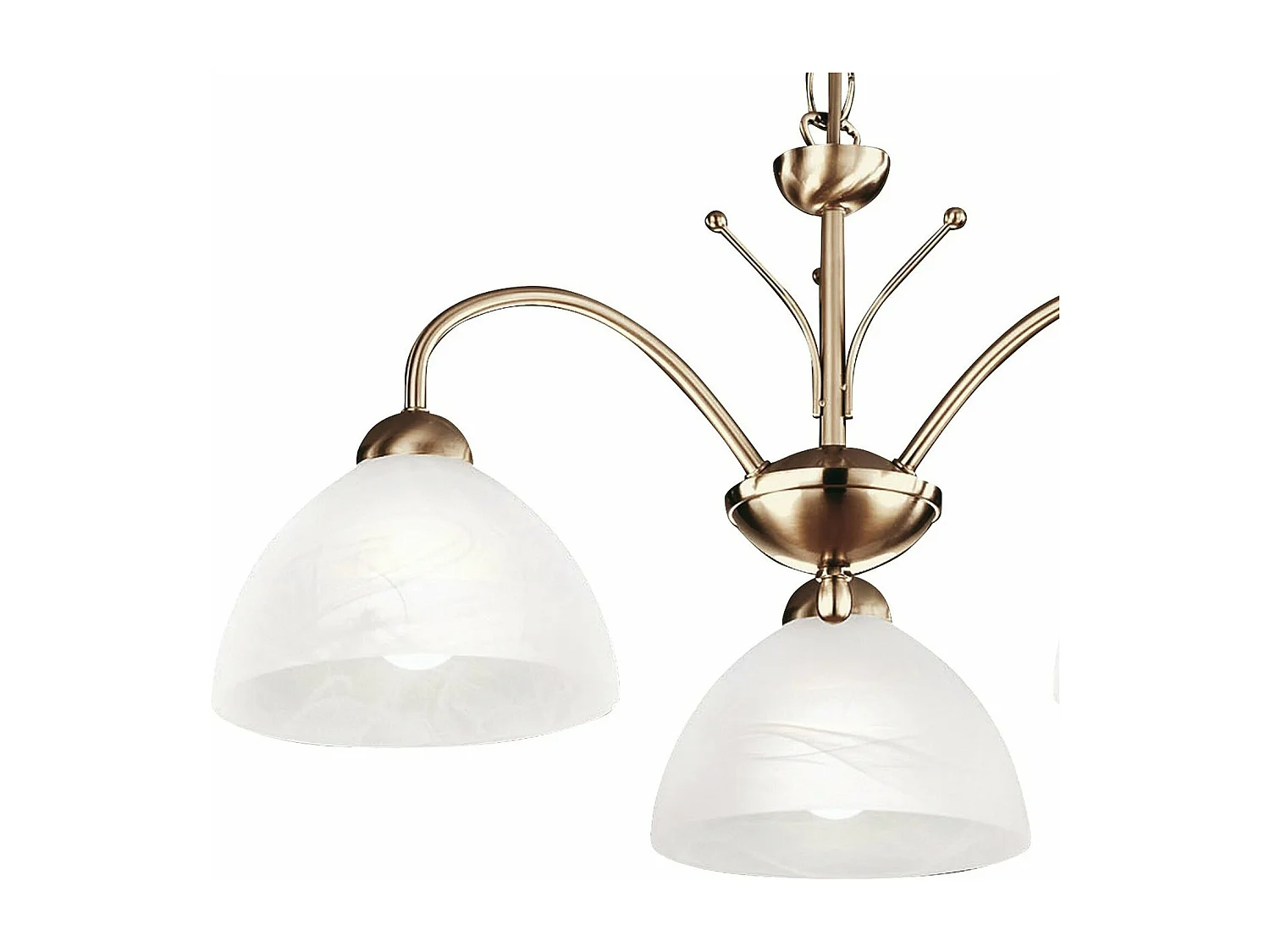 Searchlicht Milanese - 3 licht Multi Arm Deckenanhänger Antik Messing, Glas, E14