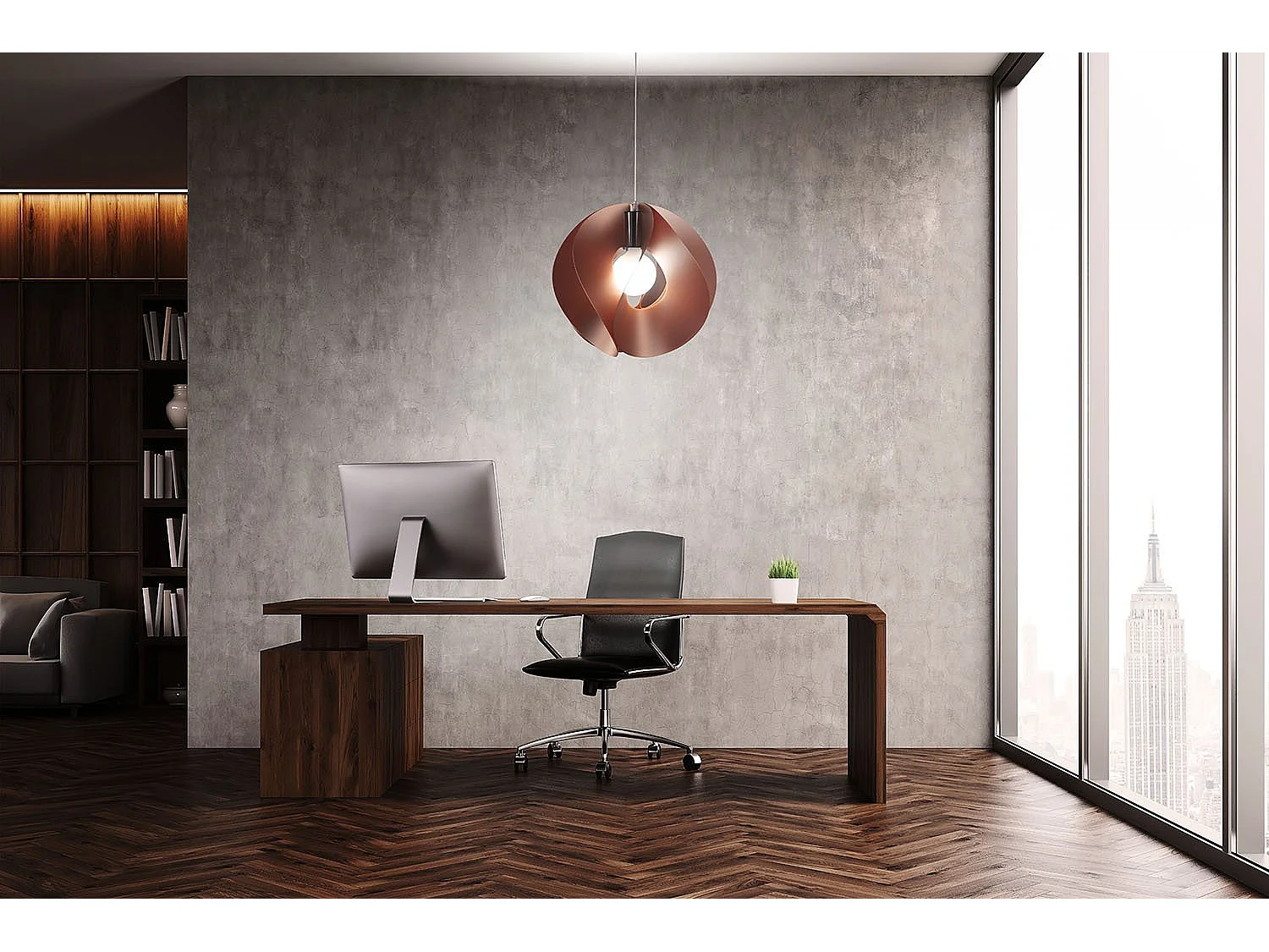 Sospensione Moderna Atom Polilux ® Rame E Metallo Cromo 1 Luce E27 D54Cm