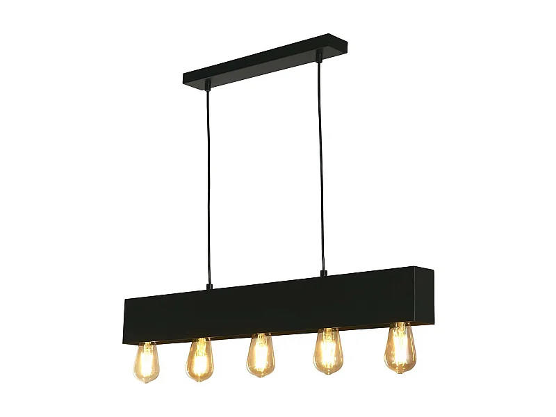 Searchlicht Piano 5-Licht-Diner-Bar-Pendelleuchte aus mattschwarzem Metall