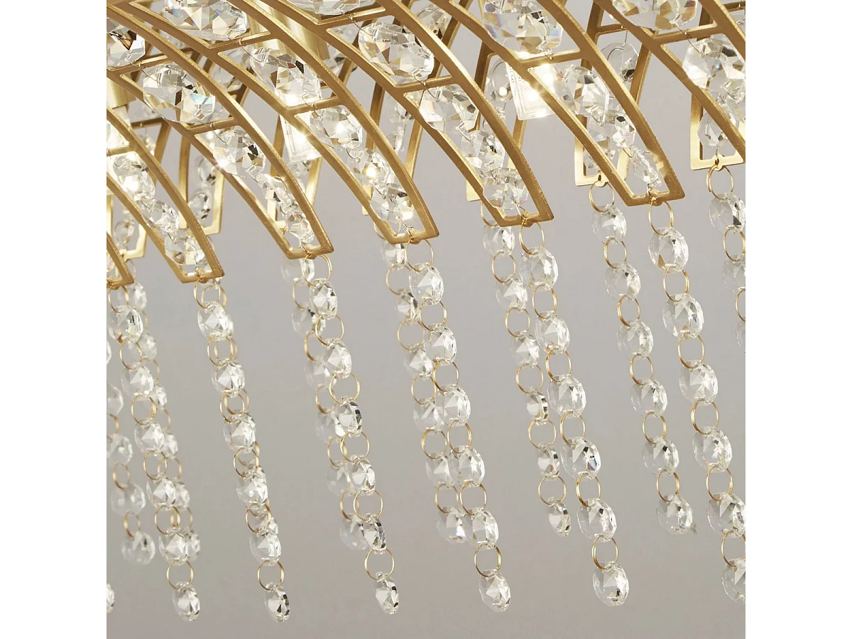 Searchlicht Gemma 8-Licht-Bar-Anhänger aus satiniertem Messing, klarem Kristall