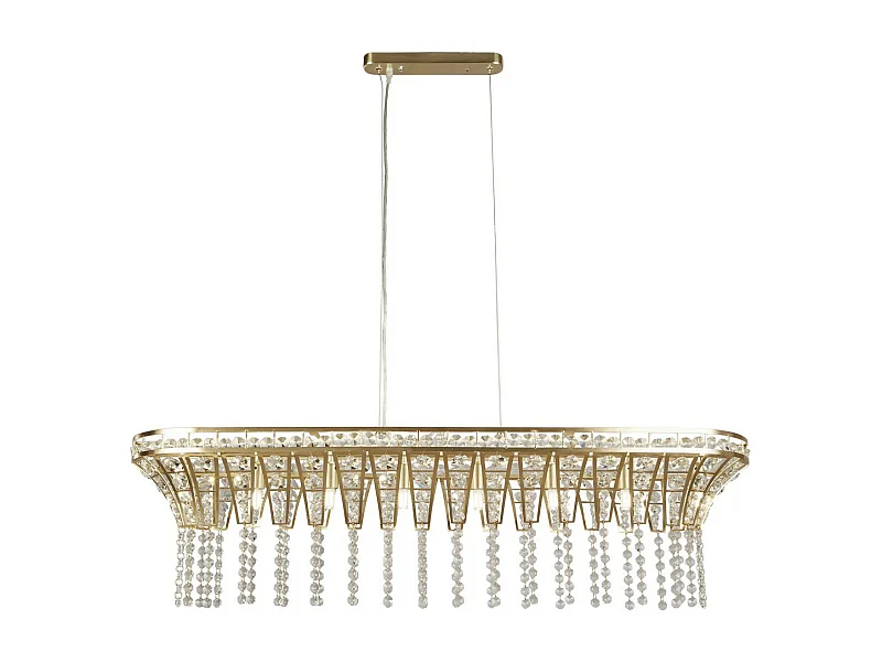 Searchlight Gemma Lampadario a 8 barre luminose in ottone satinato, cristallo trasparente