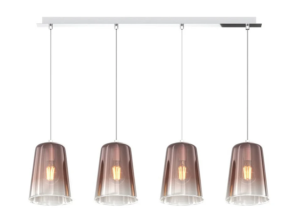 Sospensione Cromo Rettangolare 4 Luci Rame